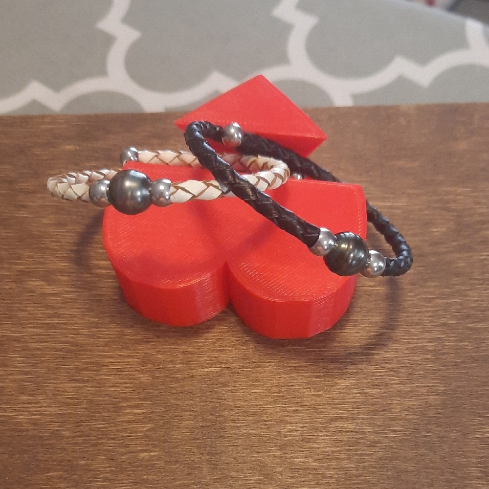 Braided Black and Cream Bracelet Set